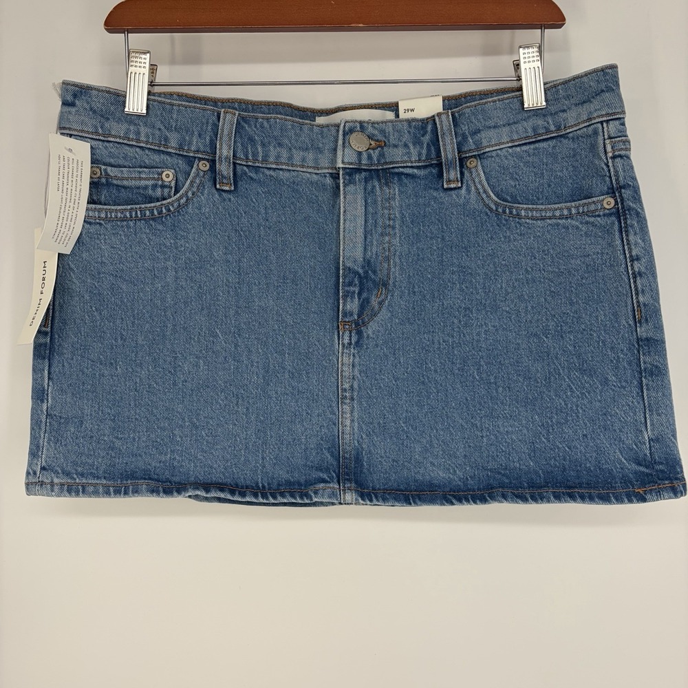 Aritzia Denim Forum 29W Alba Low-Rise Micro Mini Jean Skirt Stretch Denim Staple